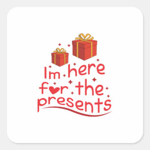 Sticker Carré Joyeux Noël Je Suis Ici Pour Le Présent