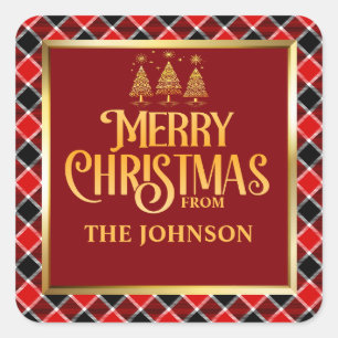 Sticker Carré Joyeux Noël Joyeux Noir Rouge sur mesure