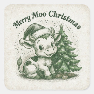 Sticker Carré Joyeux Noël Moo