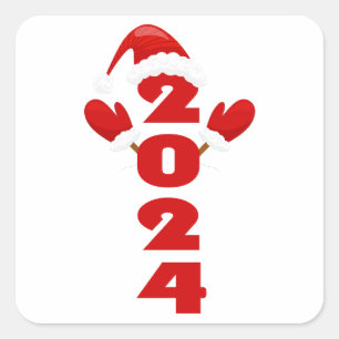 Sticker Carré Joyeux Noël, Noël 2024 cadeaux