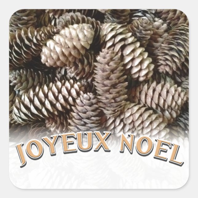 Sticker Carré Joyeux Noel Noël Pine Cône de Noël (Devant)