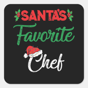 Sticker Carré Joyeux Noël Père Noël Favori Chef Noël
