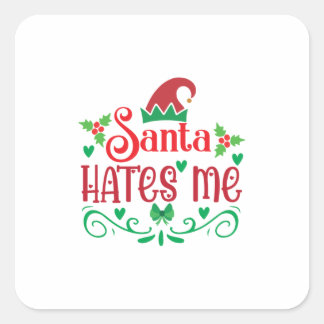Sticker Carré Joyeux Noël Père Noël me déteste
