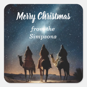 Sticker Carré Joyeux Noël personnalisé du nom