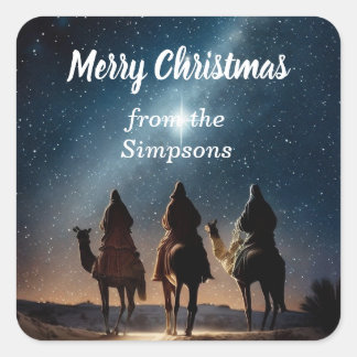 Sticker Carré Joyeux Noël personnalisé du nom