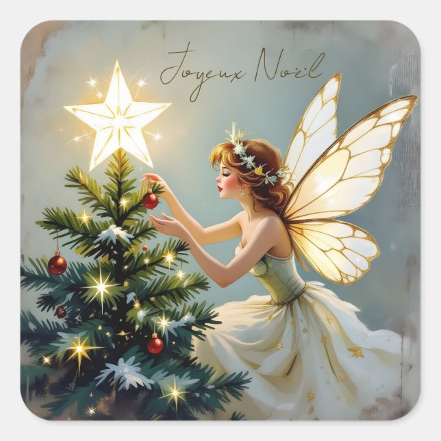 Sticker Carré Joyeux Noël | Pretty Fairy Noël (Devant)