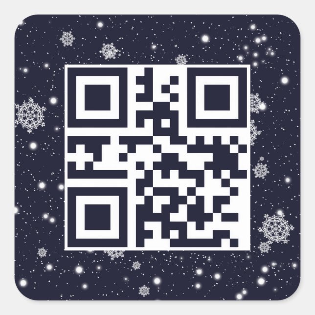 Sticker Carré Joyeux Noël QR Code dans les flocons de neige (Devant)