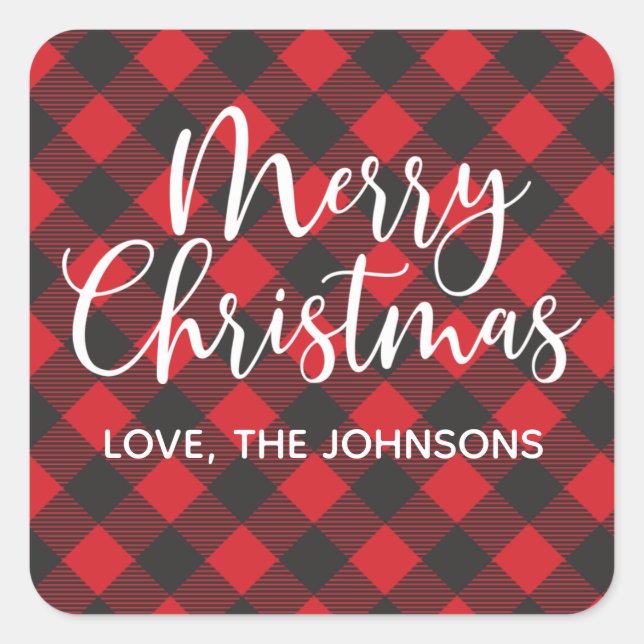 Sticker Carré Joyeux Noël rouge (Devant)