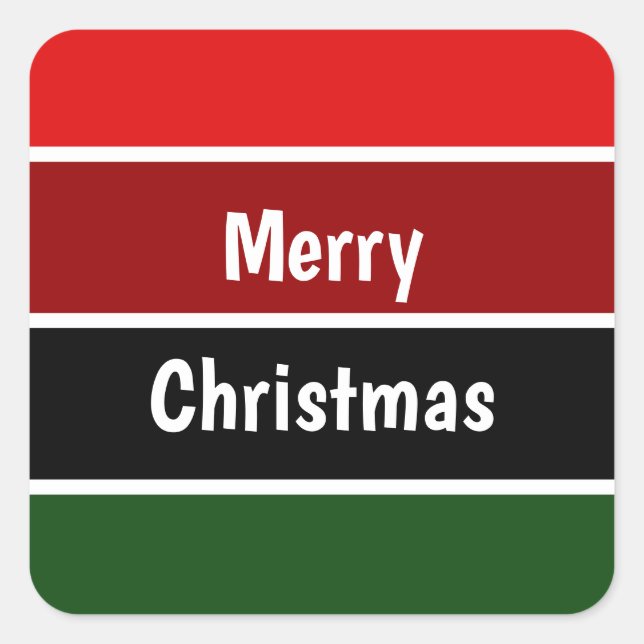 Sticker Carré Joyeux Noël Rouge Et Vert (Devant)