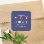 Sticker Carré Joyeux Noël Rouge Marine Bleu Simple Minimaliste<br><div class="desc">un simple Joyeux Noël marine bleu et rouge tag cadeau. ce design comprend joyeux Noël moderne mignon simple, joyeux Noël moderne mignon simple, contemporain Noël hiver minimal, minimaliste simple chic fun, minimaliste blanc bleu marine, classique nom de famille simple Noël, un Noël simple fête étiquette, Noël fête de Noël fournitures,...</div>