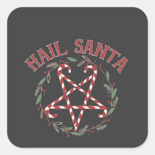 Sticker Carré Joyeux Noël Satan Krampus Xmas Diable Bonbons