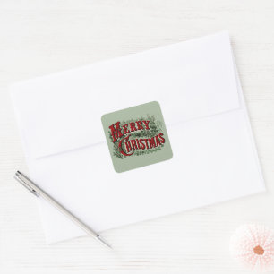 Sticker Carré Joyeux Noël - Vert et Rouge