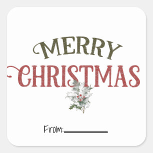 Sticker Carré Joyeux Noël Vintage Vacances Type de vacances