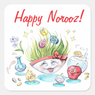 Sticker Carré Joyeux Norooz Haft Sin table drôle