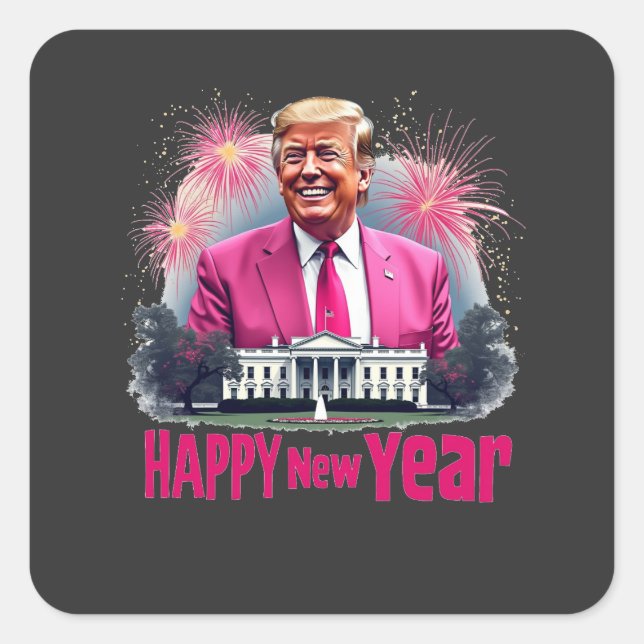 Sticker Carré Joyeux Nouvel An Trump Jour d'Inauguration 2025 (Devant)