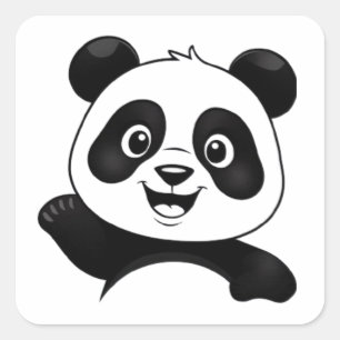 STICKER CARRÉ JOYEUX PANDA CUTE