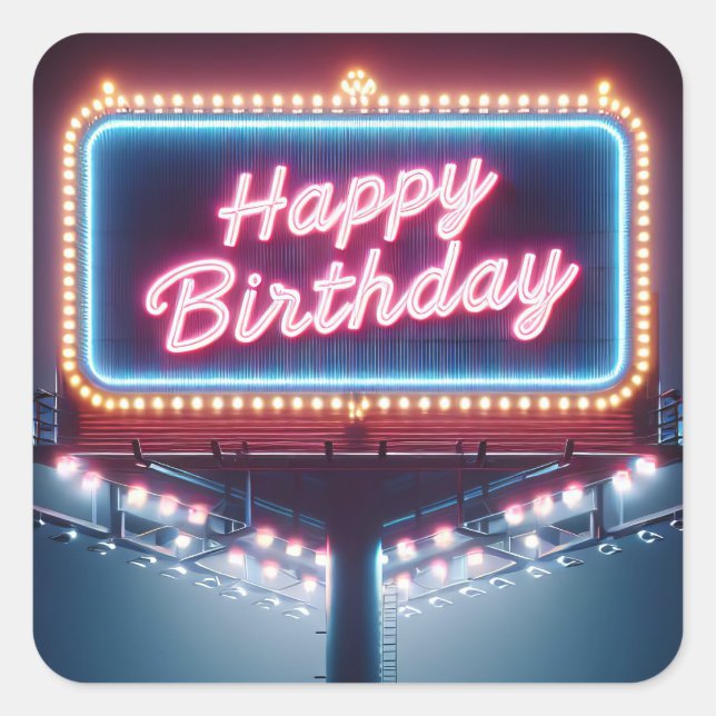 Sticker Carré Joyeux panneau d'affichage d'anniversaire (Devant)