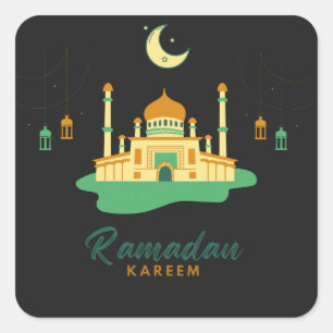 Sticker Carré Joyeux Ramadan Kareem Et Aïd Moubarak 2022