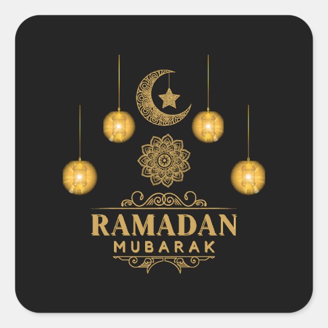 Sticker Carré Joyeux Ramadan Kareem Et Aïd Moubarak 2023 (Devant)