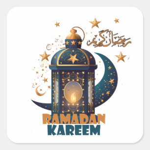 Sticker Carré Joyeux Ramadan Kareem Et Aïd Moubarak 2024