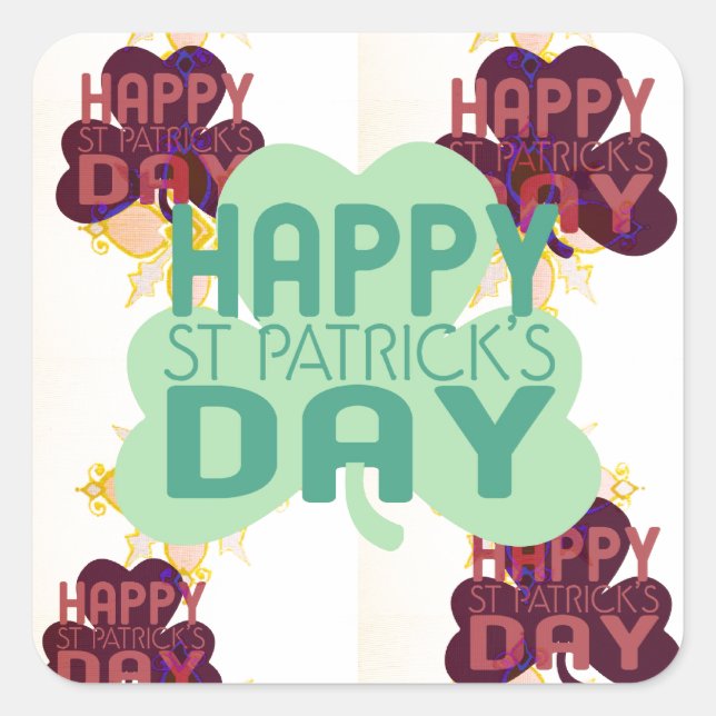 Sticker Carré Joyeux Saint Patrick's Day Lovely Art Print (Devant)