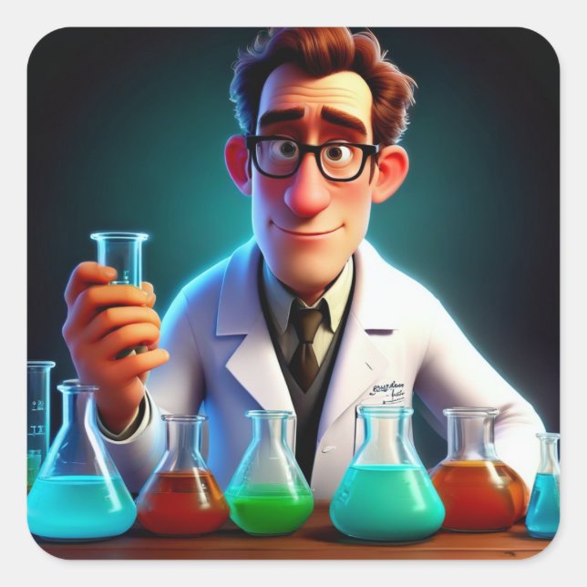 Sticker Carré Joyeux scientifique anniversaire (Devant)