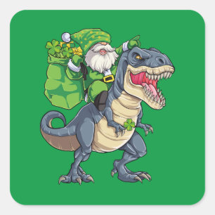 Sticker Carré Joyeux St Pat T Rex Saint Patrick's Day Leprechaun
