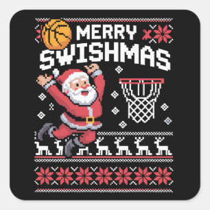 Sticker Carré Joyeux Swishmas Basket Noël Moche Xmas 