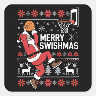 Sticker Carré Joyeux Swishmas Basket Noël Moche Xmas
