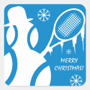 Sticker Carré Joyeux Tennis de Noël Fête de fête