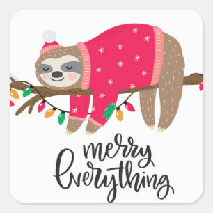 Sticker Carré Joyeux tout   Sleepy Sloth