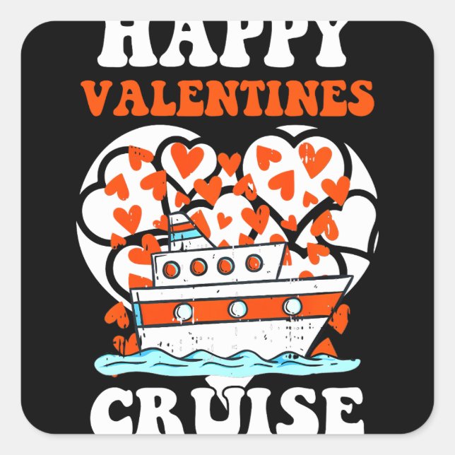 Sticker Carré Joyeux Valentines Cruise Hearts Cool Cruising (Devant)