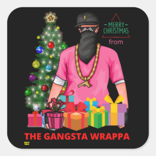 Sticker Carré Joyeux X-MASS DU GANGSTA WRAPPA drôle