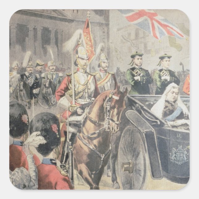 Sticker Carré Jubilé de la reine d'Angleterre (Devant)