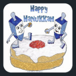 Sticker Carré Judaica Happy Hanukkah Dancing Dreidels<br><div class="desc">You are viewing The Lee Hiller Designs Collection of Home and Office Decor,  Apparel,  Toxiques and Collectibles. The Designs include Lee Hiller Photographie et Mixed Media Digital Art Collection. You can view her her Nature photographiy at at http://HikeOurPlanet.com/ and follow her hiking blog within Hot Springs National Park.</div>