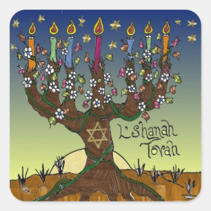 Sticker Carré Judaica L'shanah Tovah Arbre de vie Dons Vêtements