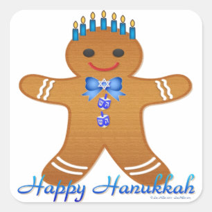 Sticker Carré Judaïque Hanoukka Gingerbread Homme Menorah