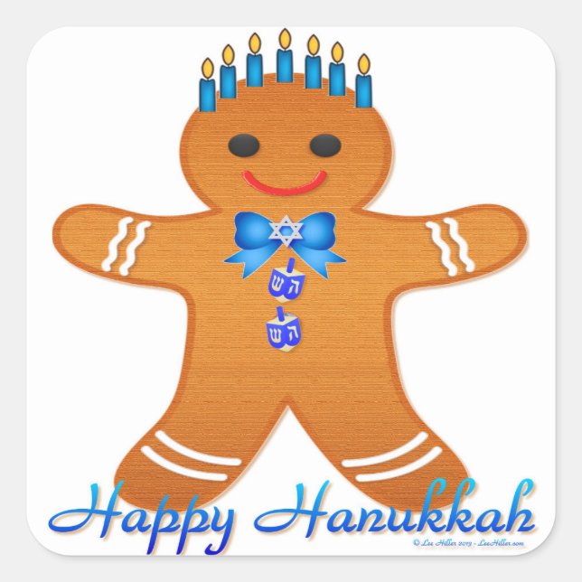 Sticker Carré Judaïque Hanoukka Gingerbread Homme Menorah (Devant)