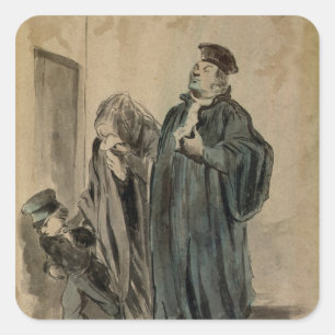 Sticker Carré Juge, femme et enfant