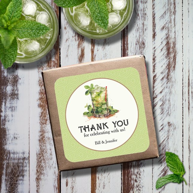 Sticker Carré Julep de menthe à l'aquarelle Derby (Watercolor Mint Julep Talk Derby to Me Square Stickers - 2 sizes available)