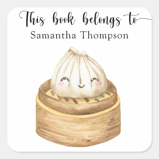 Sticker Carré Jumelage aquarelle - ce livre appartient à (Devant)