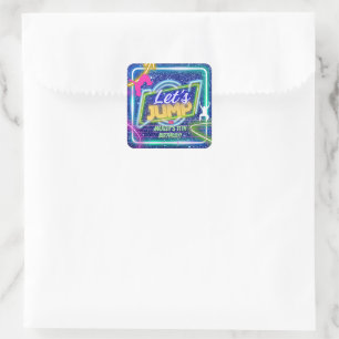 Sticker Carré Jump Party Bounce Neon Trampoline Park