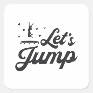 Sticker Carré Jump Trampoline Gymnast Funny Trampoline