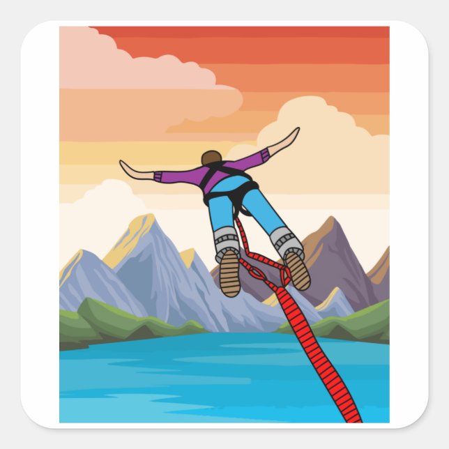 Sticker Carré Jumping Bungee Sauter Vers La Liberté (Devant)
