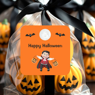 Sticker Carré Jumping orange coloré Halloween Kids Party