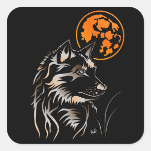 Sticker Carré junger träumender Wolf Aufkleber