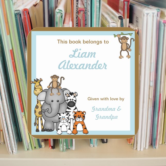 Sticker Carré Jungle Animaux Réserver Plaques Blue Boy RÉSERVATI (Créateur téléchargé)