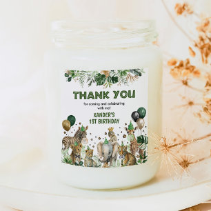 Sticker Carré Jungle Safari Fête sauvage Animaux Garçons Anniver