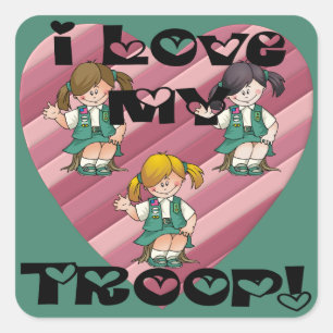 Sticker Carré Junior I Love My Troop Heart