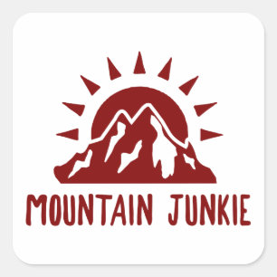 Sticker Carré Junkie de montagne
